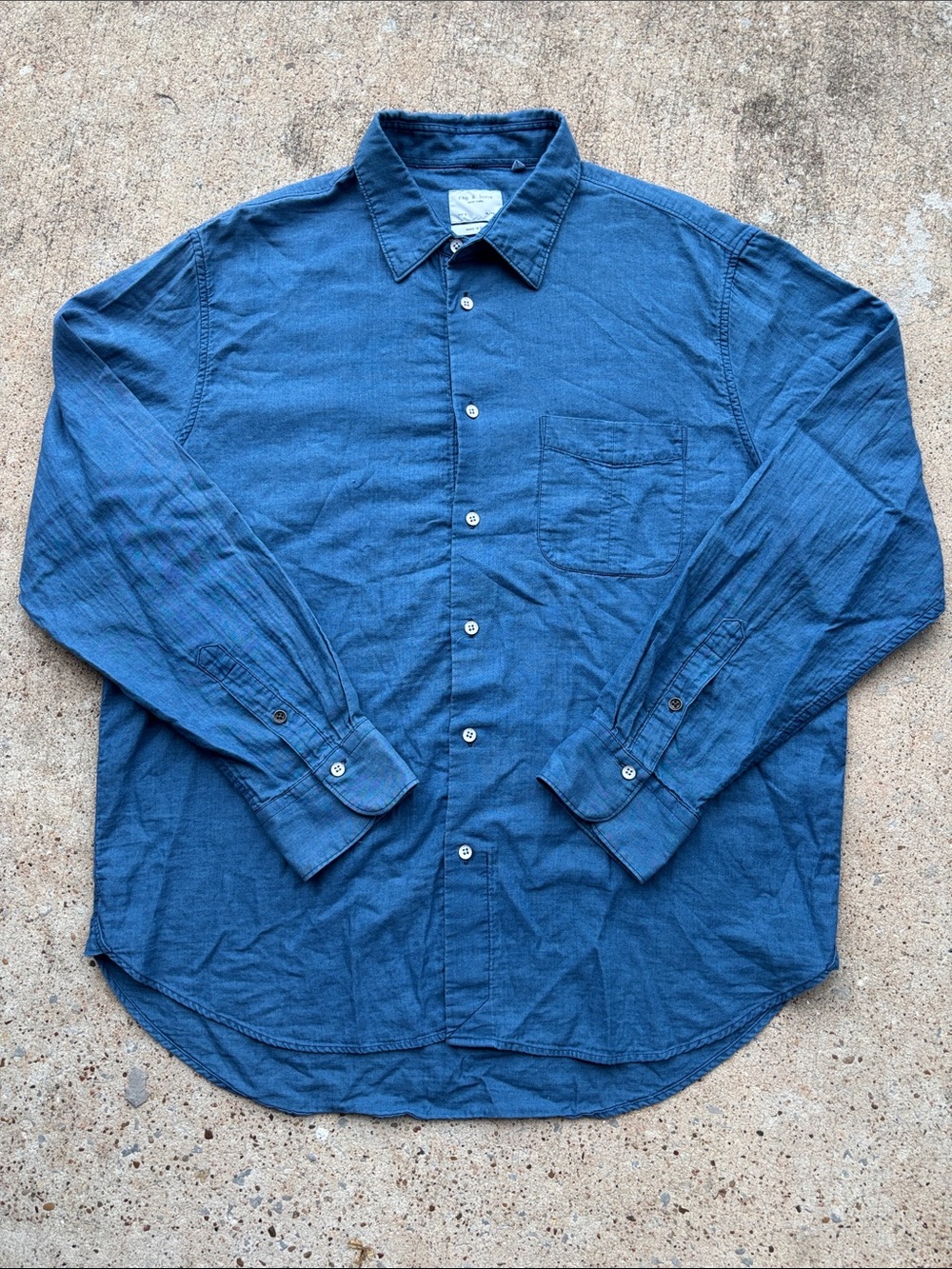 Rag & Bone Men’s Long Sleeve Button Up Shirt Fit 3 Blue Size XL